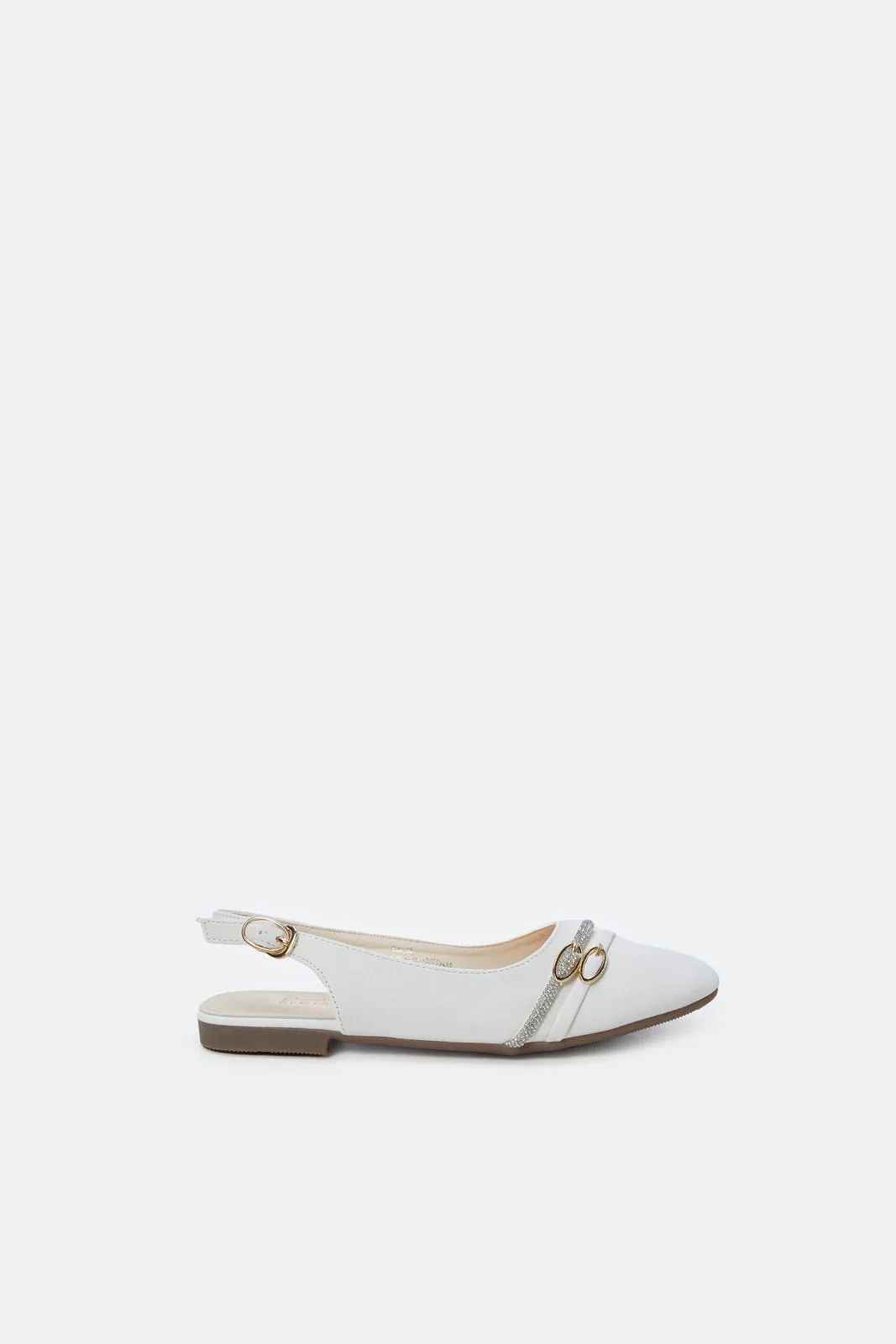 Senior Girls Cream Buckle Mule