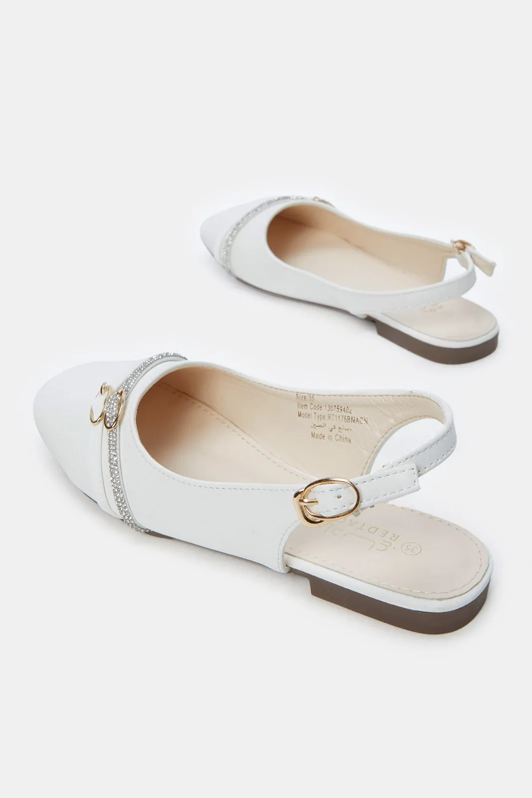 Senior Girls Cream Buckle Mule