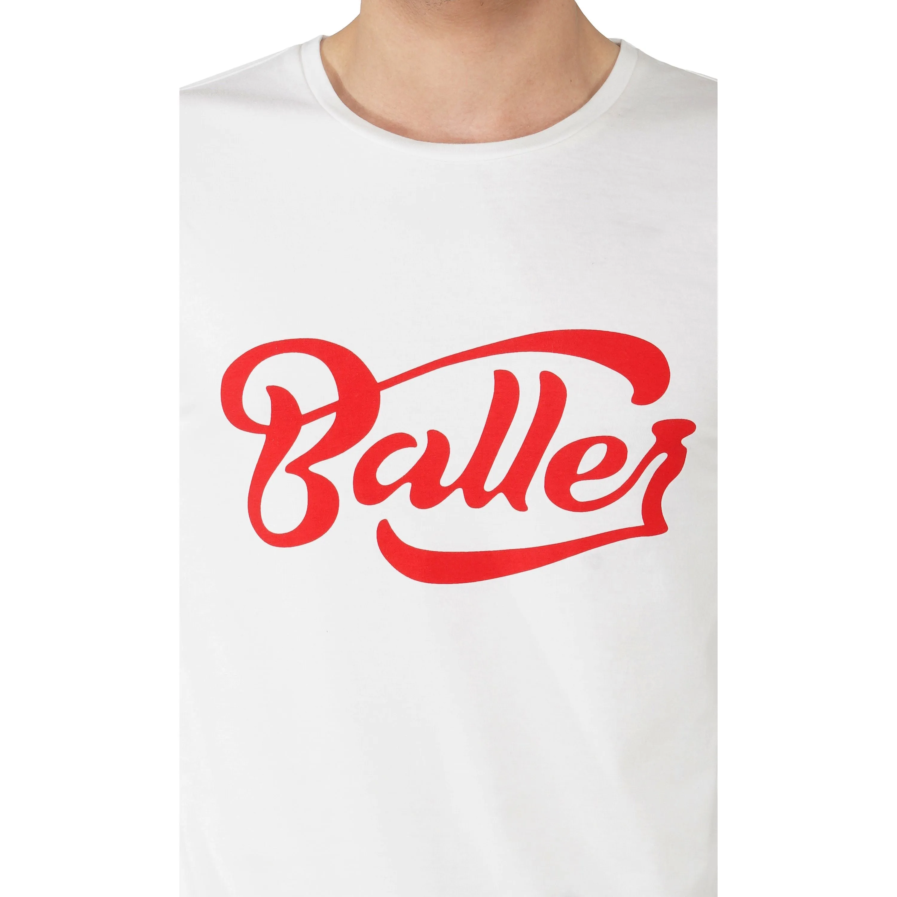 SLAY. Men's White Printed Full Sleeves T-shirt BALLER Edition