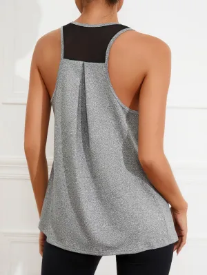 Solid Contrast Mesh Racer Back Sports Tank Top