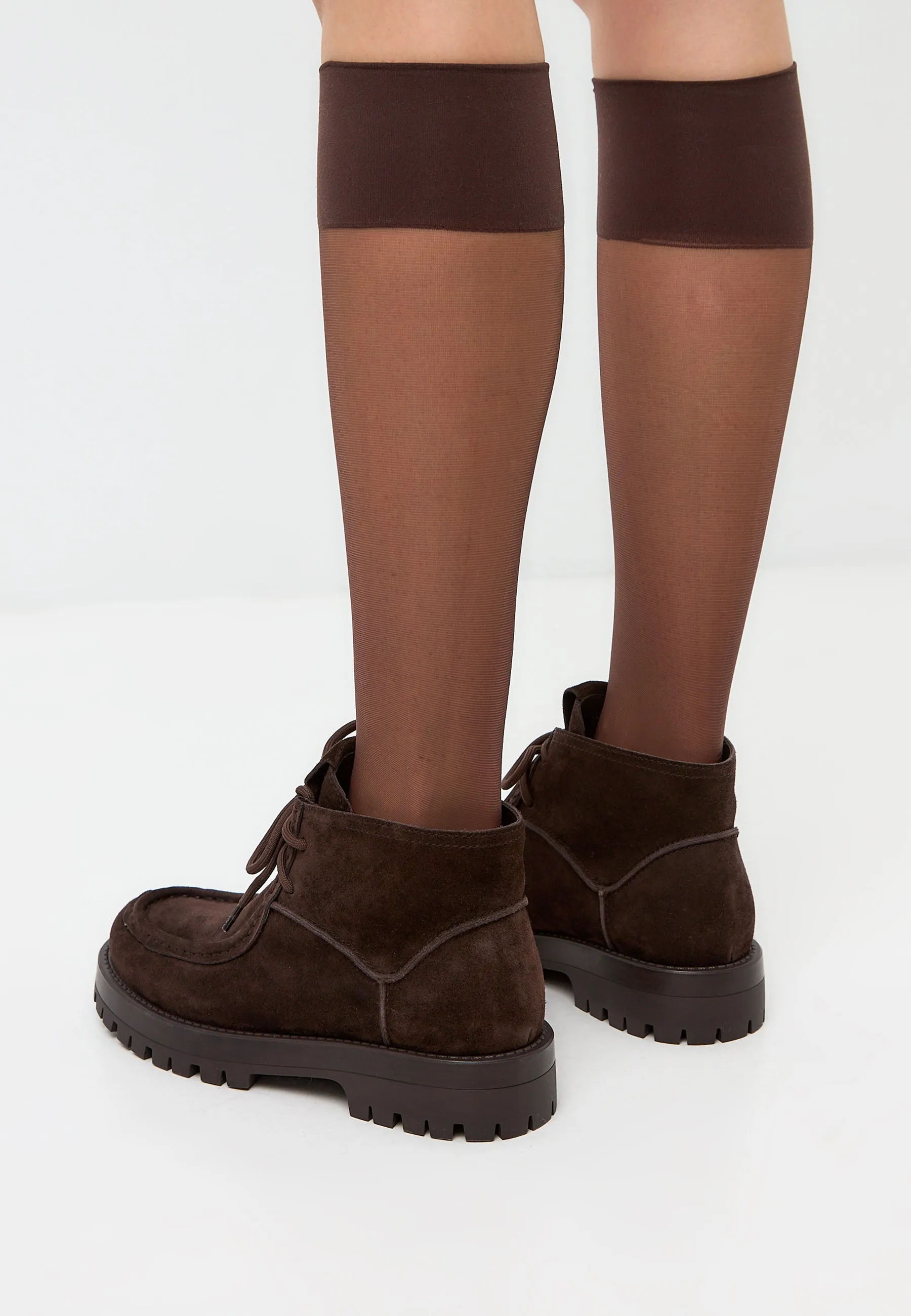 Suede Lace-Up Ankle Boots Mavi - Brown