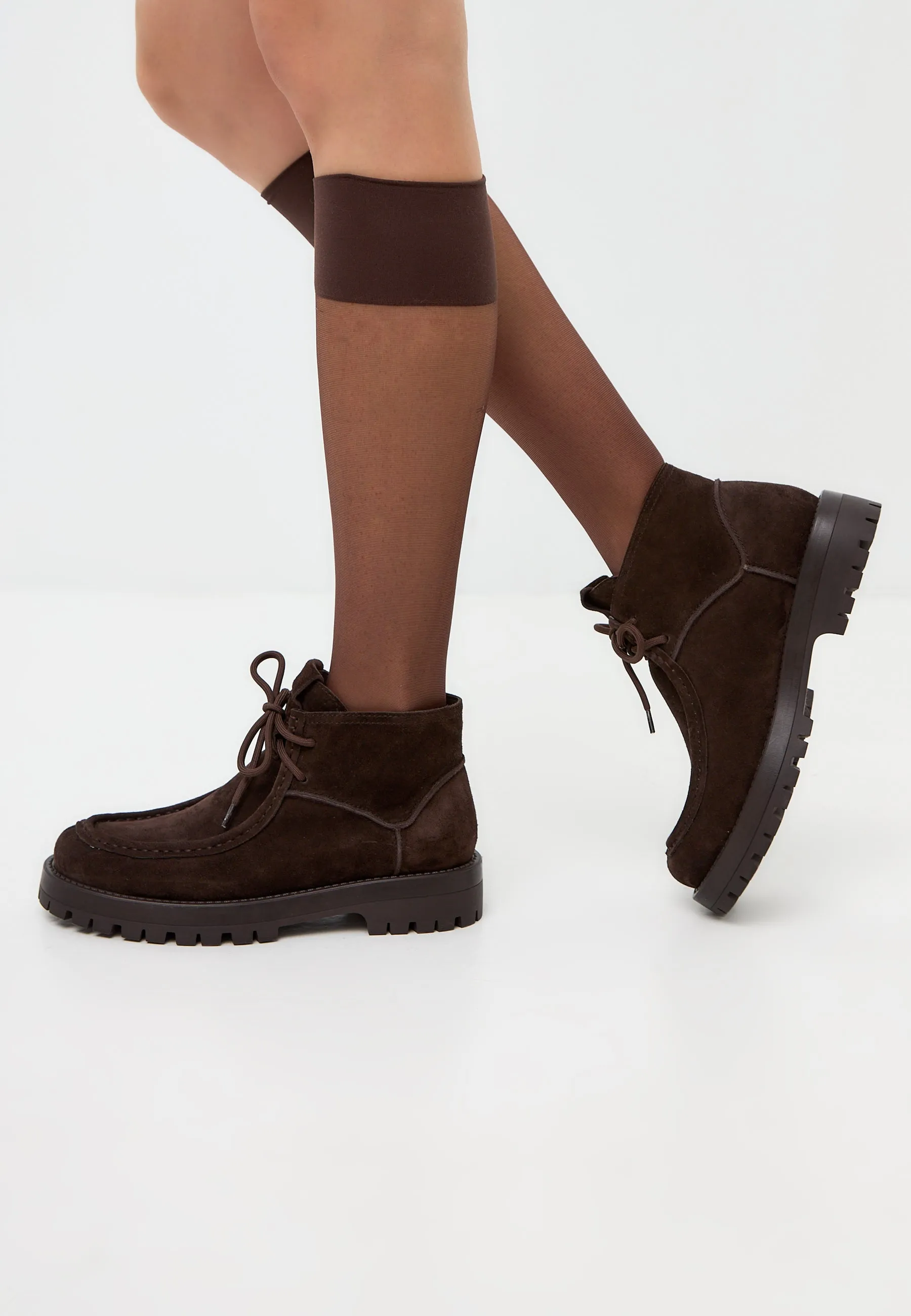 Suede Lace-Up Ankle Boots Mavi - Brown