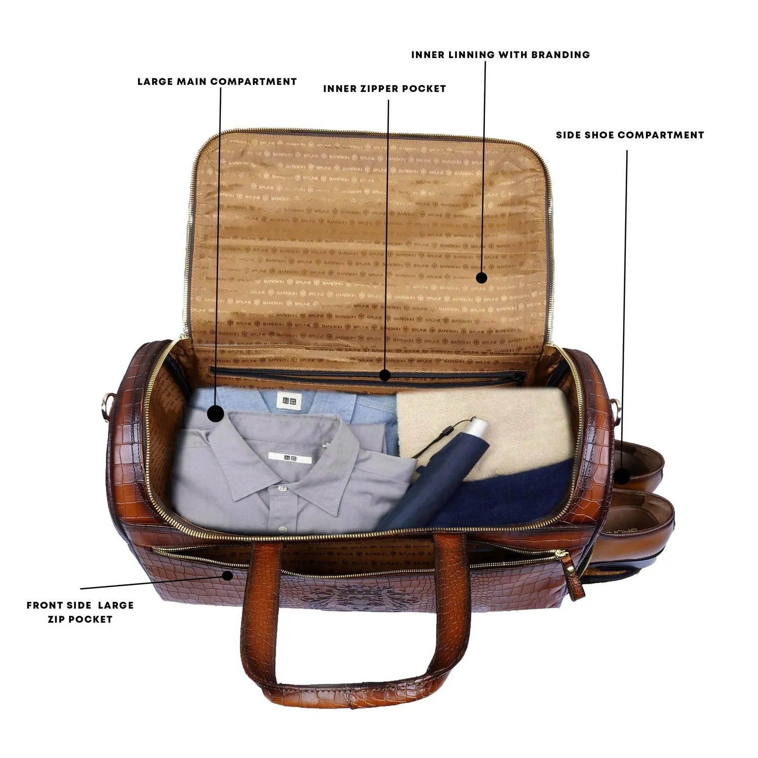 Tan Duffle Bag with Additional Footwear Compartment