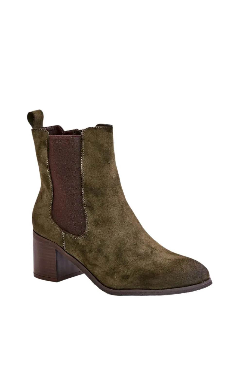 TEEK - Green Suede Heel Flex Ankle Boots