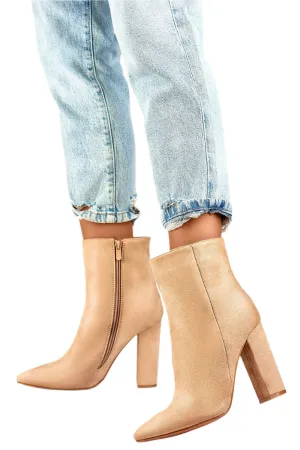 TEEK - Pointed Suede Toe Side Zip Heeled Boots