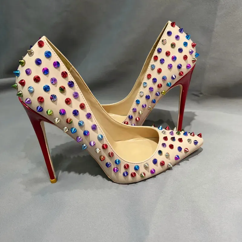 TEEK - Rainbow Spike Rivets Pumps