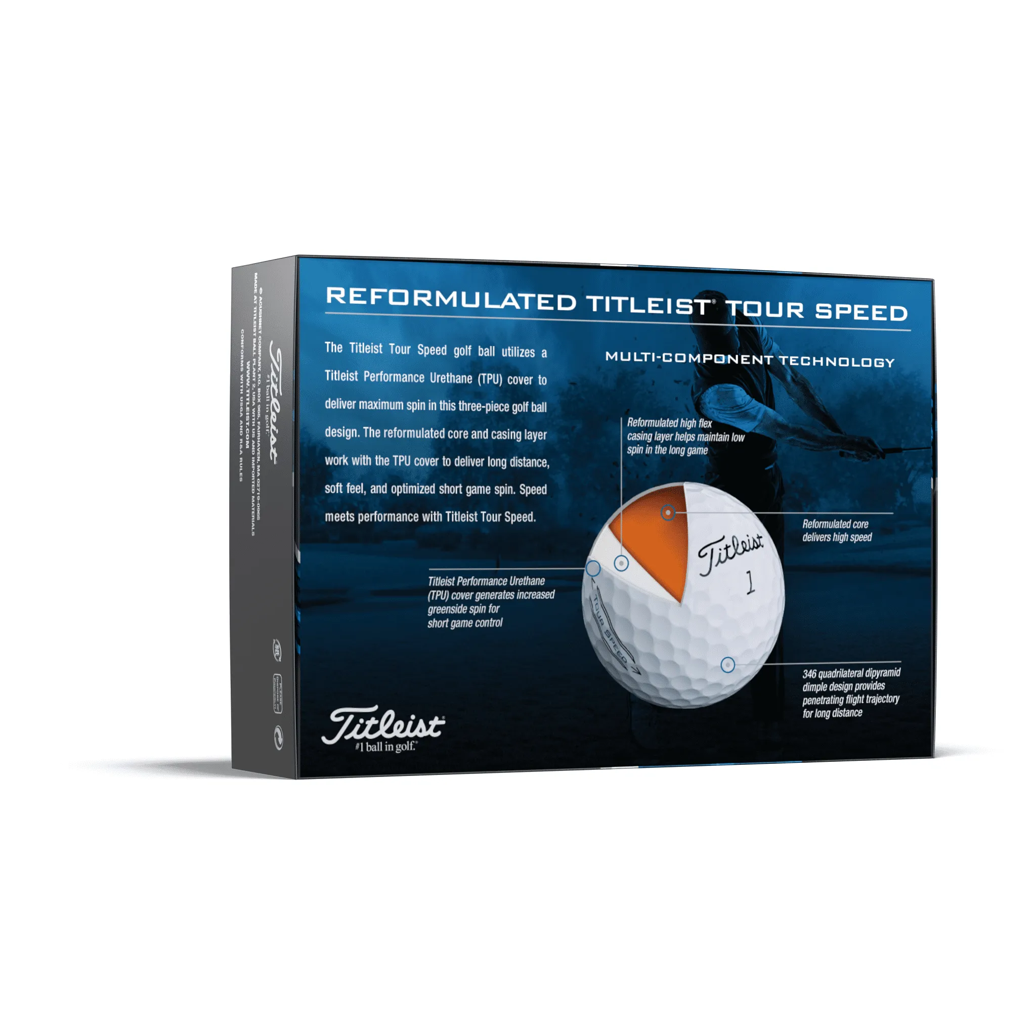 Titleist 2022 Tour Speed Golf Balls, 12 Pack, White