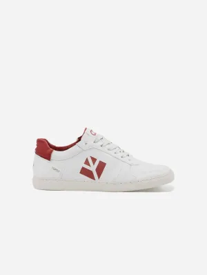 Topsy Unisex Grape Leather Vegan Sneakers | White & Red