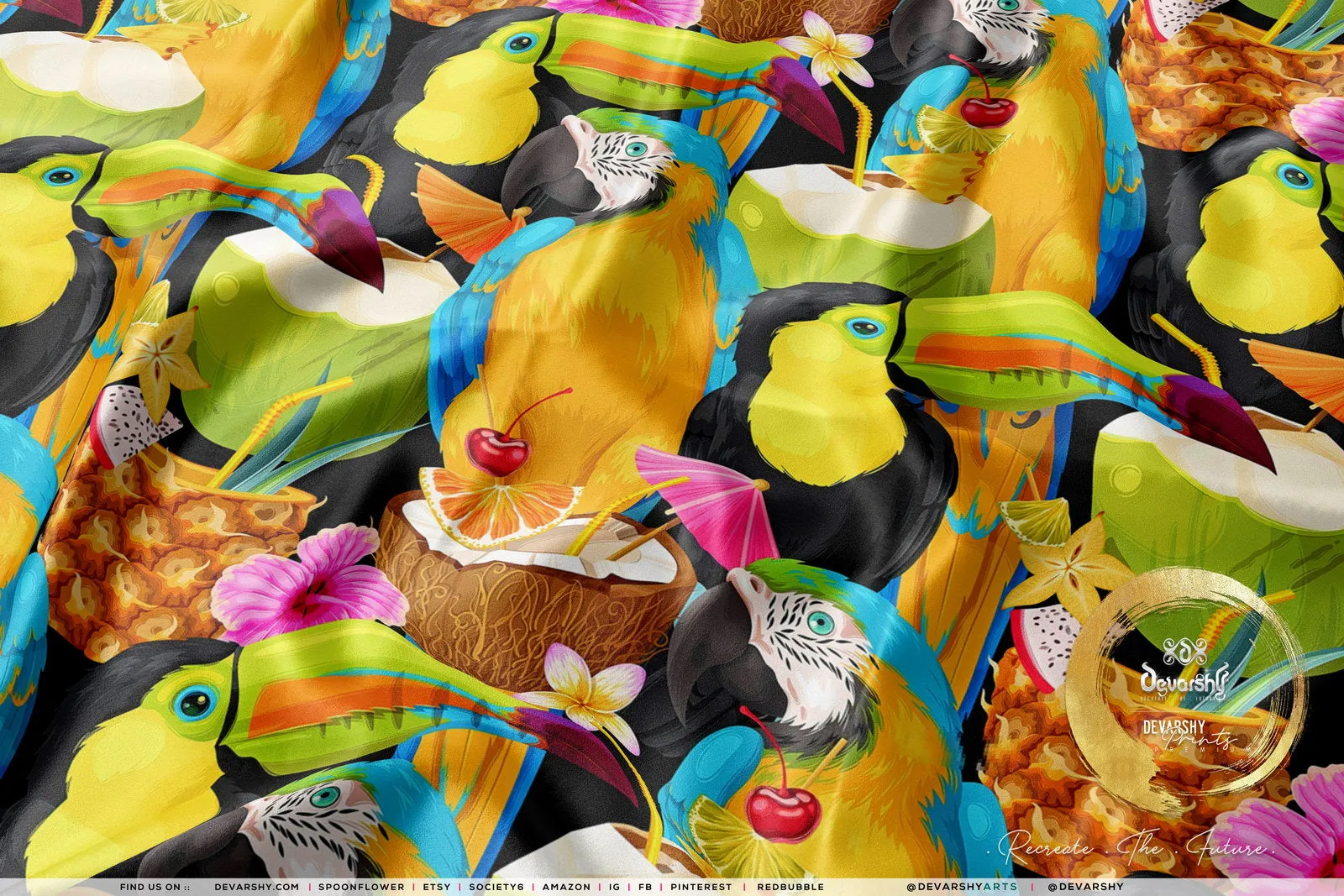 Toucan Bird Upholstery Fabric 3meters 4 Colors & 12 Furnishing Fabrics Tropical Birds Fabric By the Yard | D20021