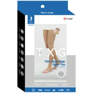 TXG Opaque Open Toe Compression Stockings - Thigh High