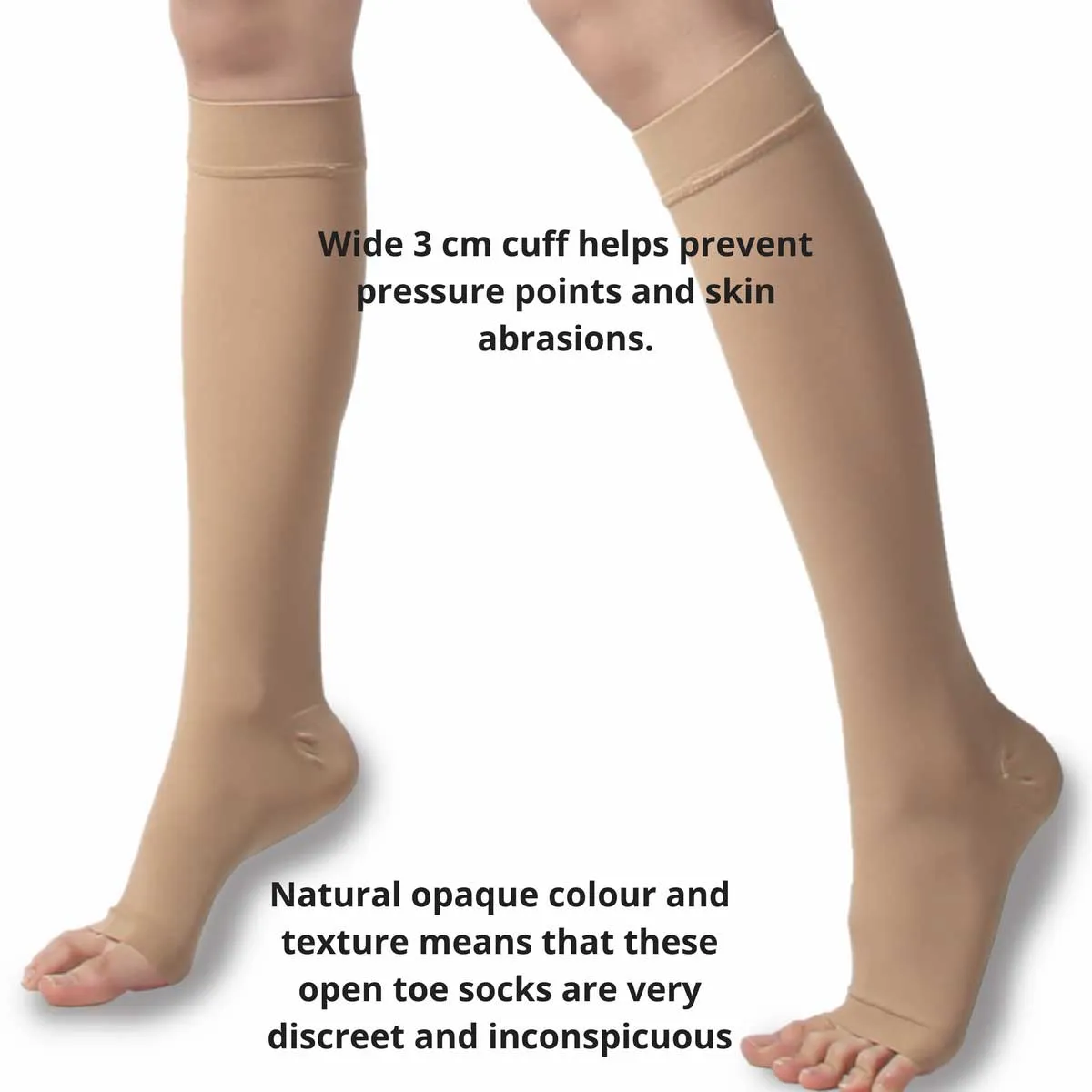 TXG Open Toe Knee High Compression Stockings - Opaque