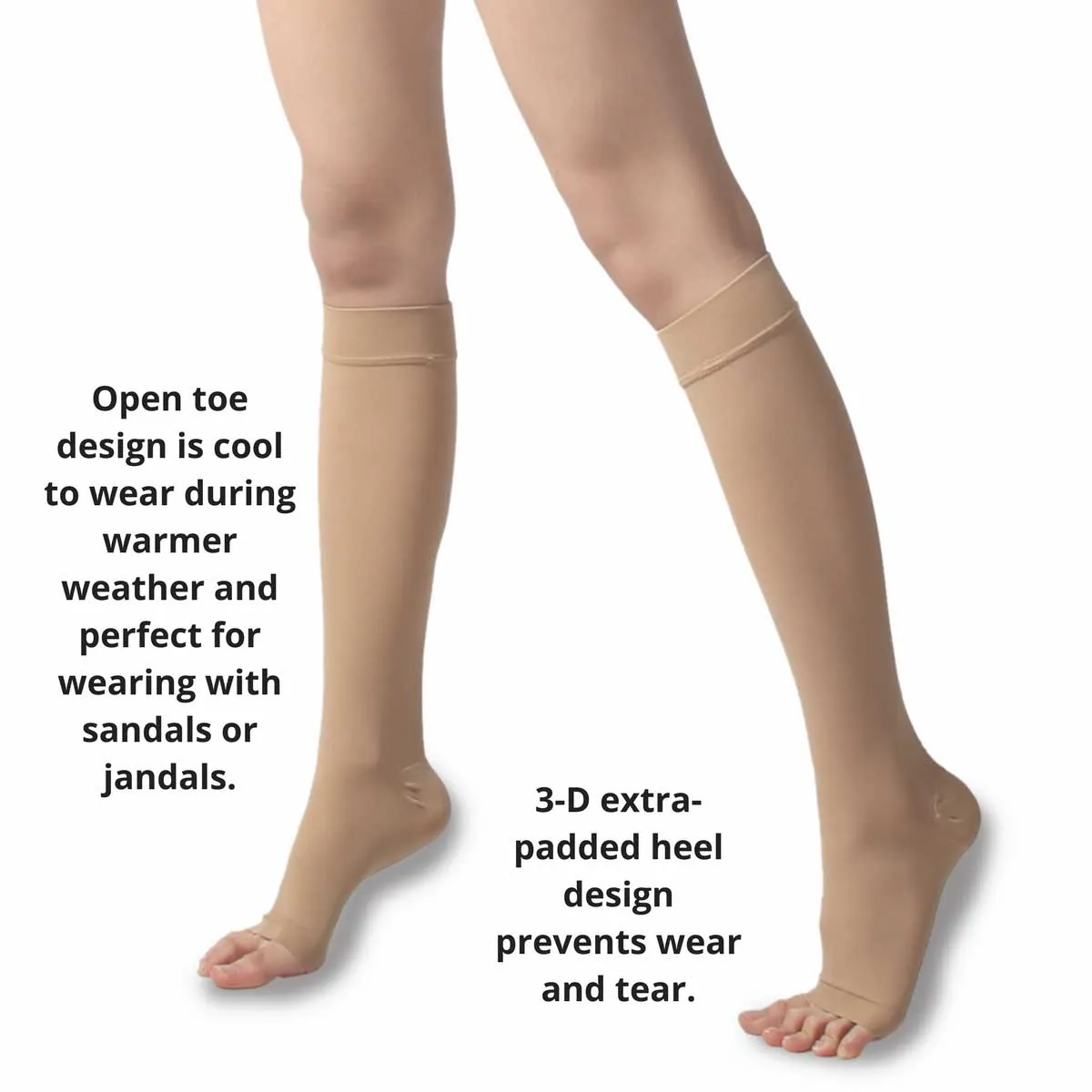 TXG Open Toe Knee High Compression Stockings - Opaque