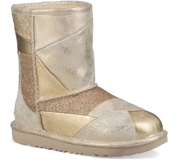 UGG SHORT PATCHWORK GOLD BOOT (SZ 3)