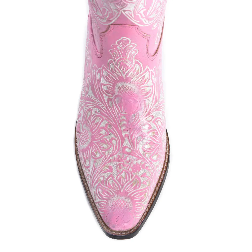 Valentina Trail Hand-tooled Boots in Pink