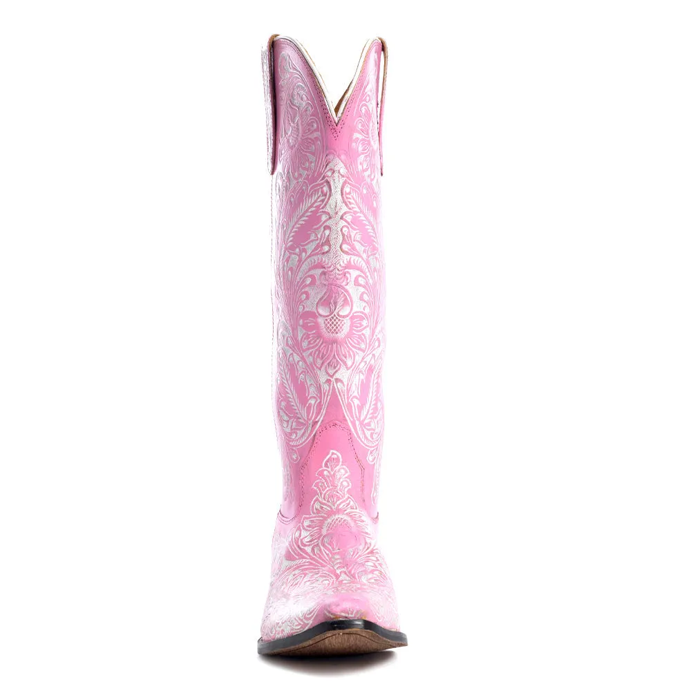 Valentina Trail Hand-tooled Boots in Pink