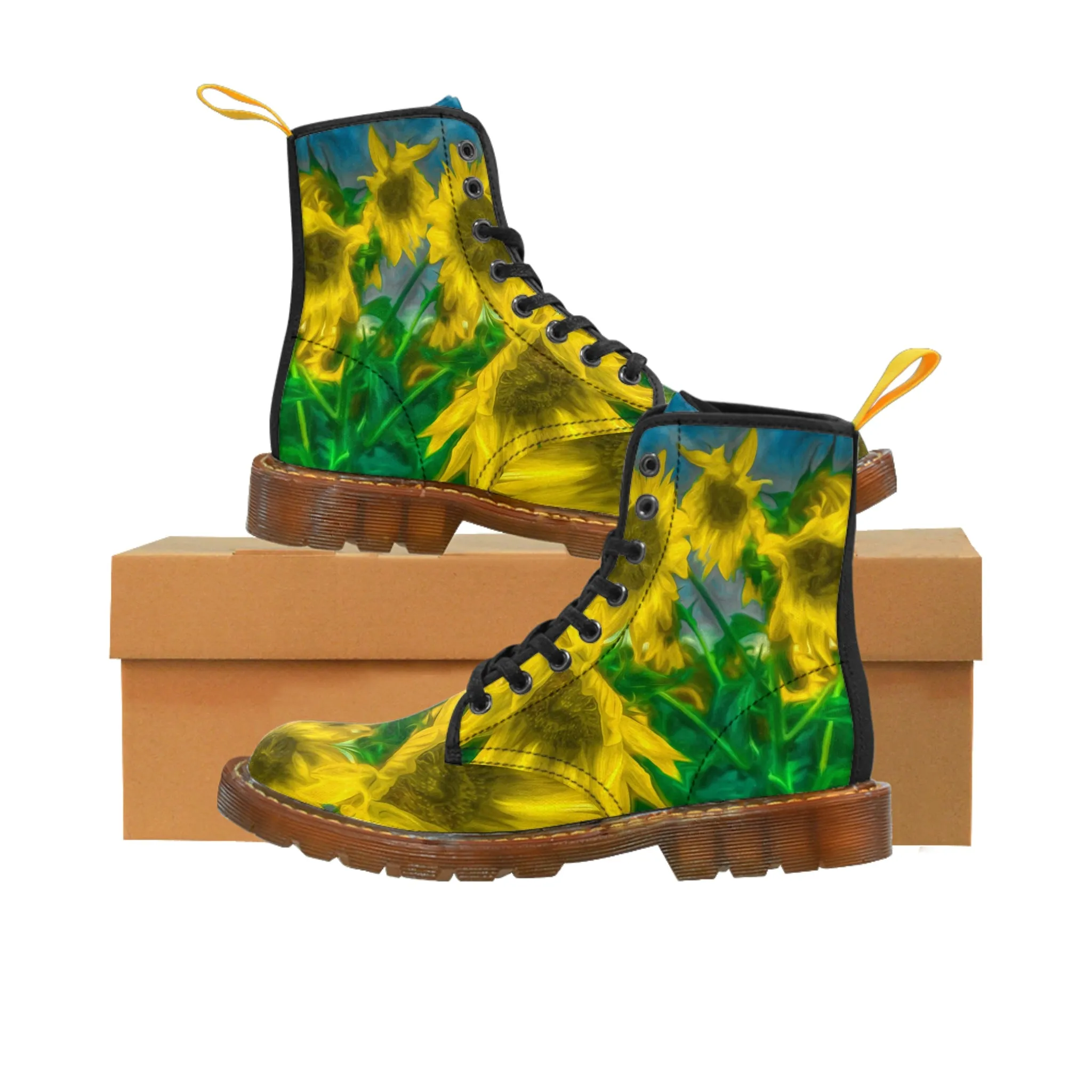 Van Gogh Sunflower Women's Canvas Art Boots