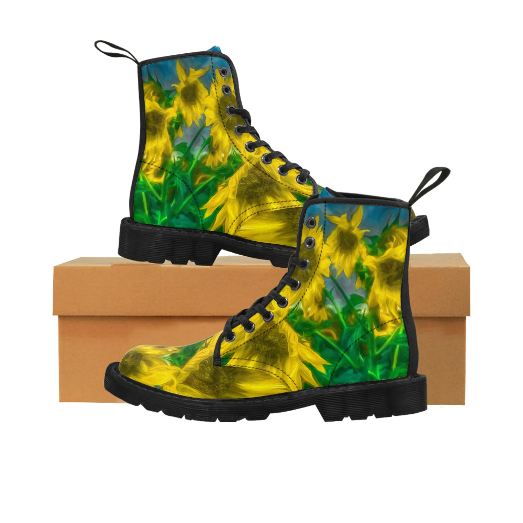 Van Gogh Sunflower Women's Canvas Art Boots