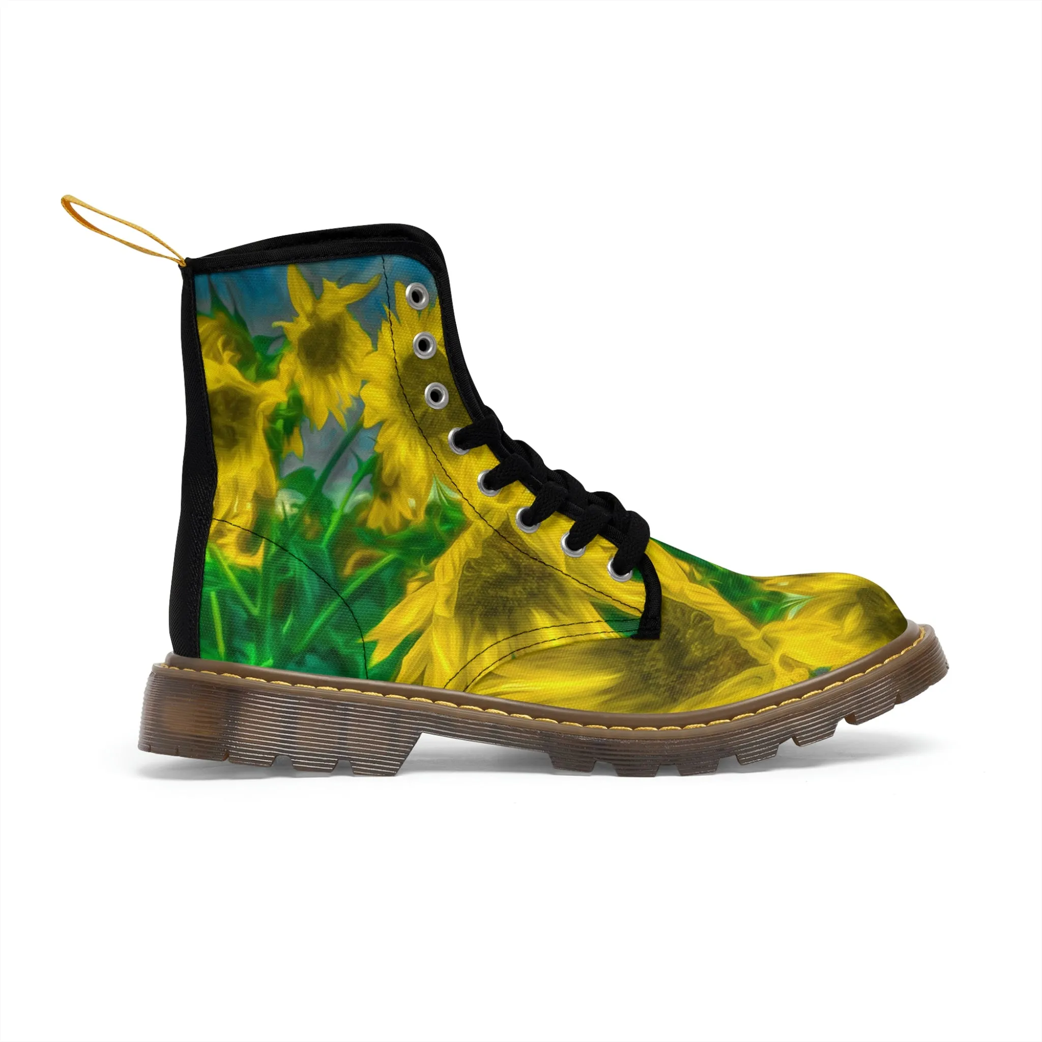 Van Gogh Sunflower Women's Canvas Art Boots