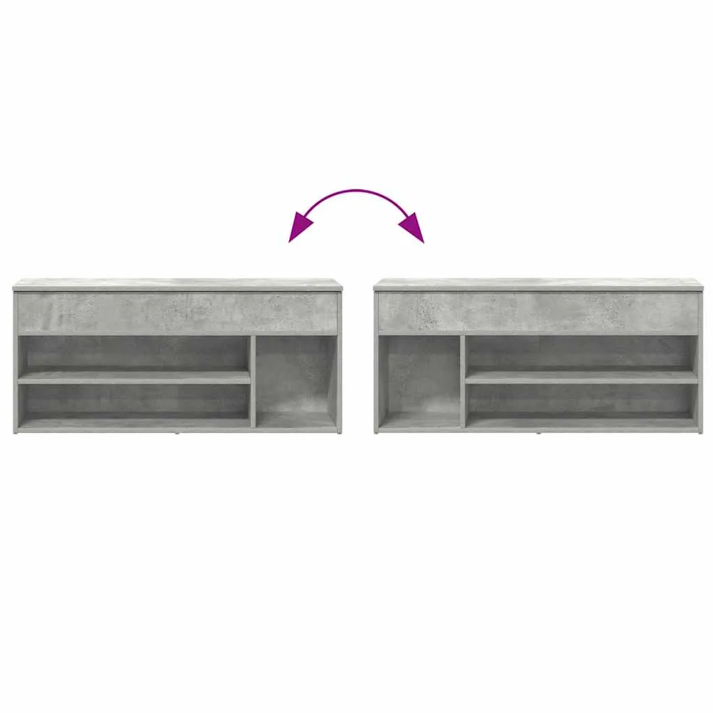 vidaXL Shoe Bench Concrete Grey 102x30.5x45 cm Engineered Wood