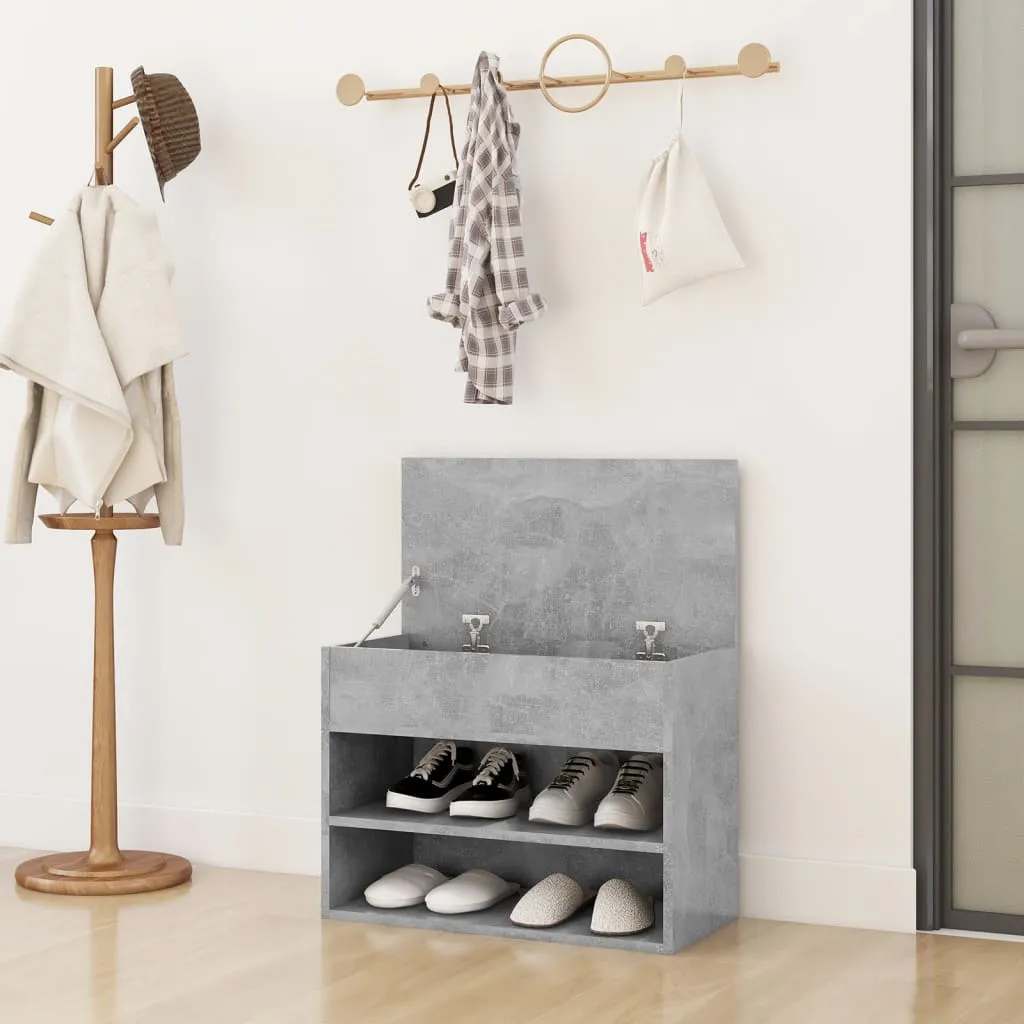 vidaXL Shoe Bench Concrete Grey 60x30x45 cm Engineered Wood