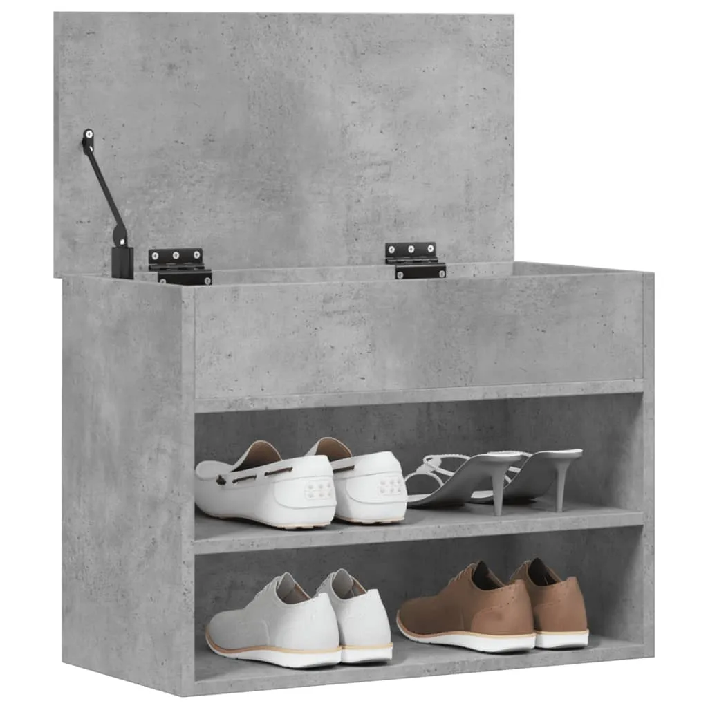 vidaXL Shoe Bench Concrete Grey 60x30x45 cm Engineered Wood