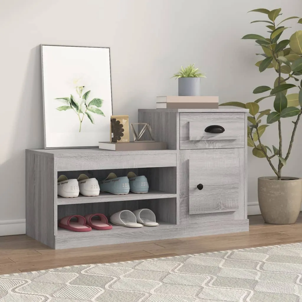 vidaXL Shoe Cabinet Grey Sonoma 100x42x60 cm Engineered Wood