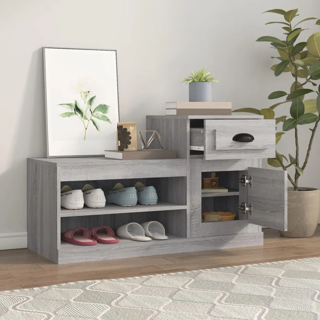 vidaXL Shoe Cabinet Grey Sonoma 100x42x60 cm Engineered Wood