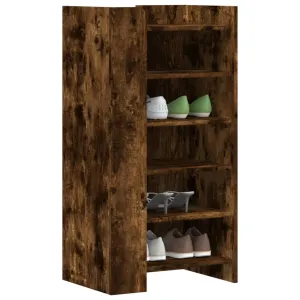 vidaXL Shoe Cabinet Smoked Oak 52x37.5x100 cm Engineered Wood