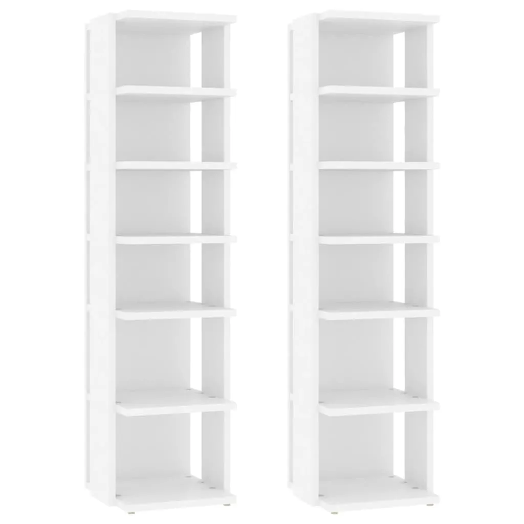 vidaXL Shoe Cabinets 2 pcs White 27.5x27x102 cm Engineered Wood