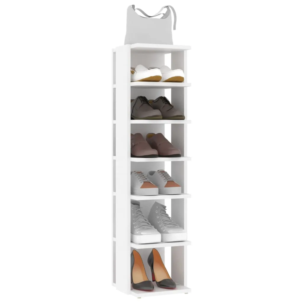 vidaXL Shoe Cabinets 2 pcs White 27.5x27x102 cm Engineered Wood