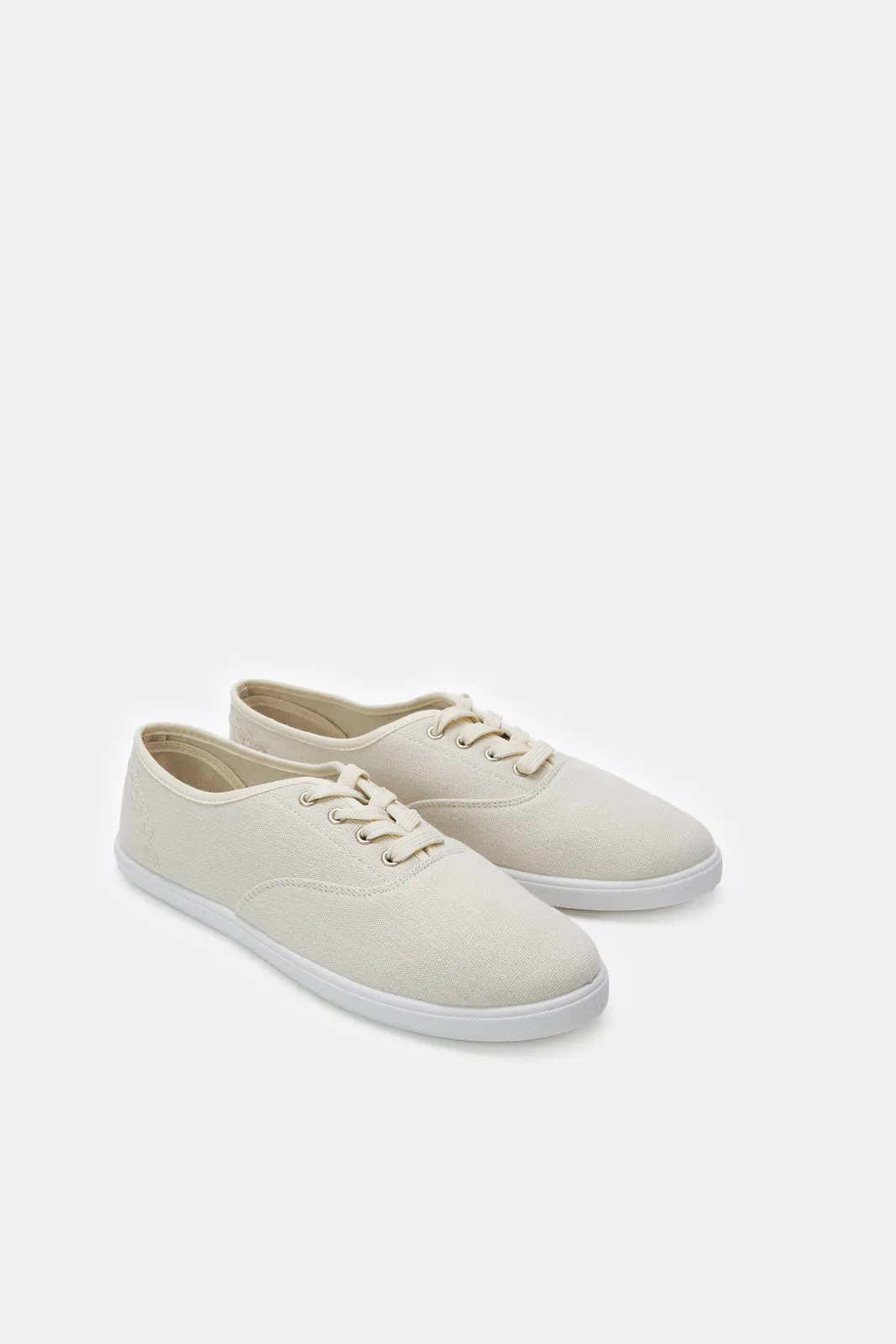 Women Beige Solid Plimsoll Shoes