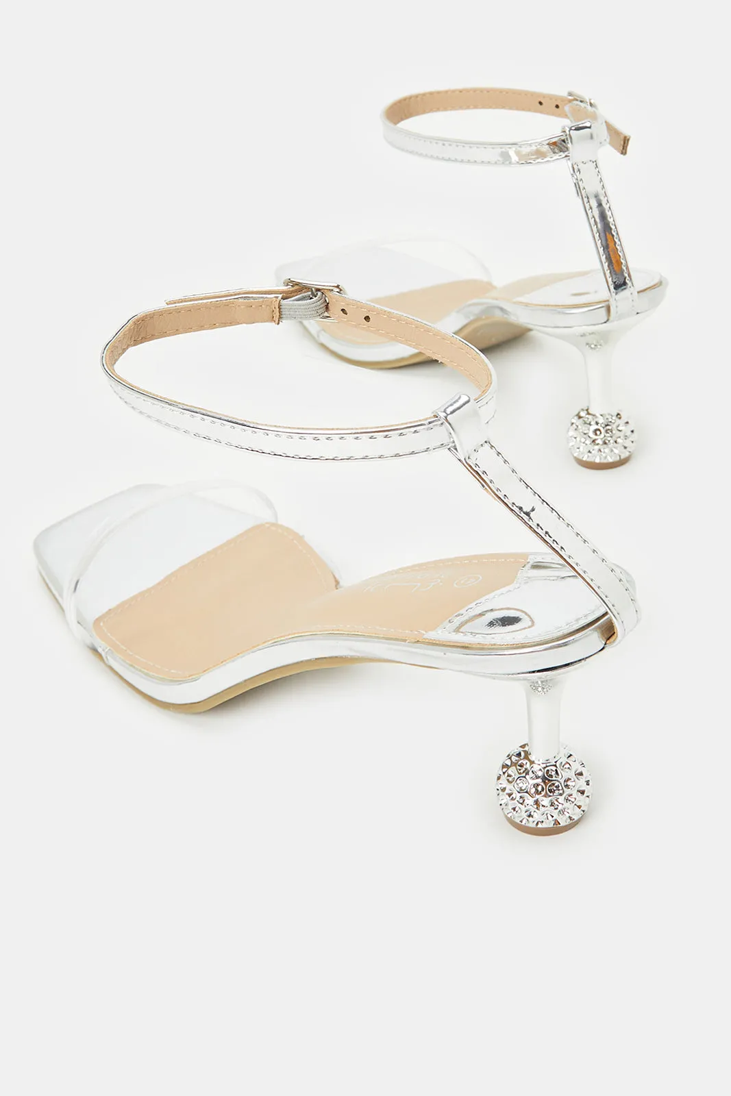 Women Silver Vinyl Sandal