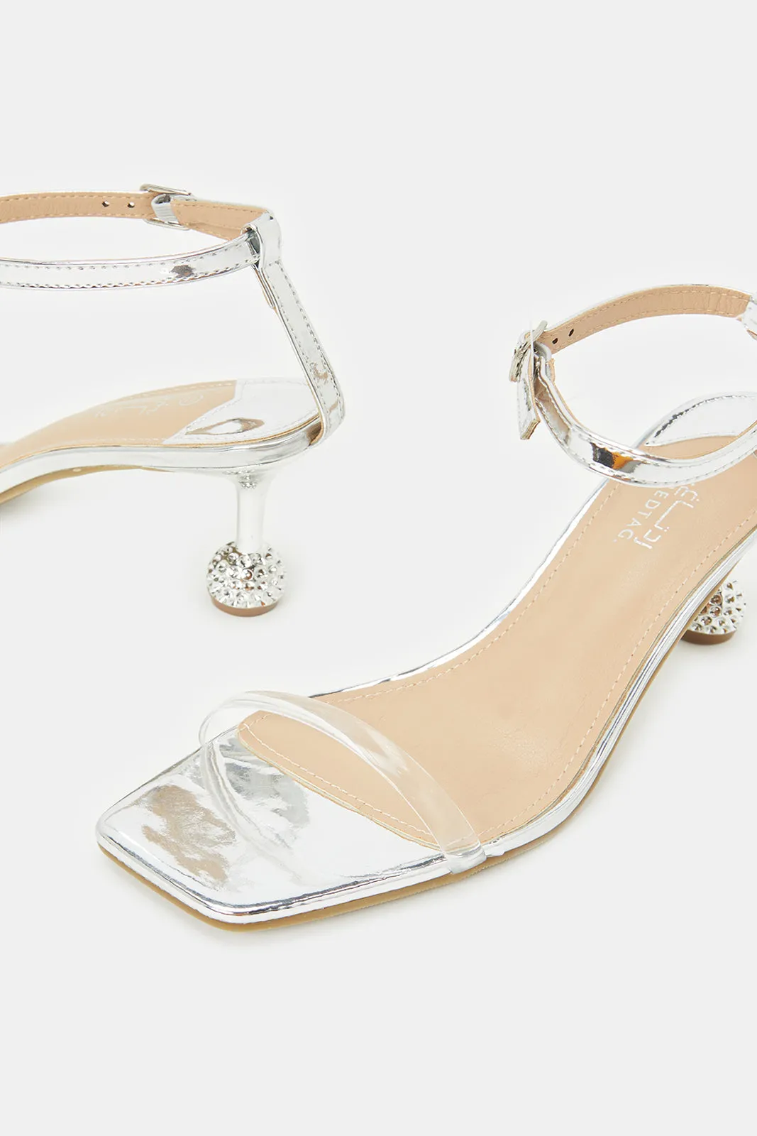 Women Silver Vinyl Sandal