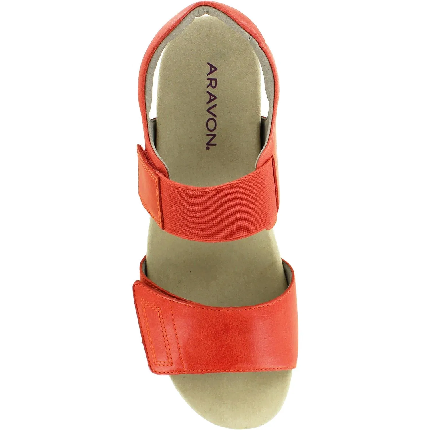 Women's Aravon Beaumont Two Strap Coral Red Leather