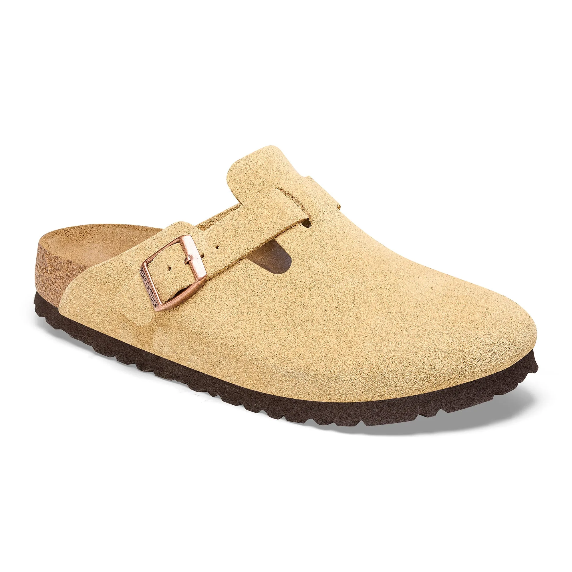 Women's Birkenstock Boston Suede Leather Color: Latte Cream