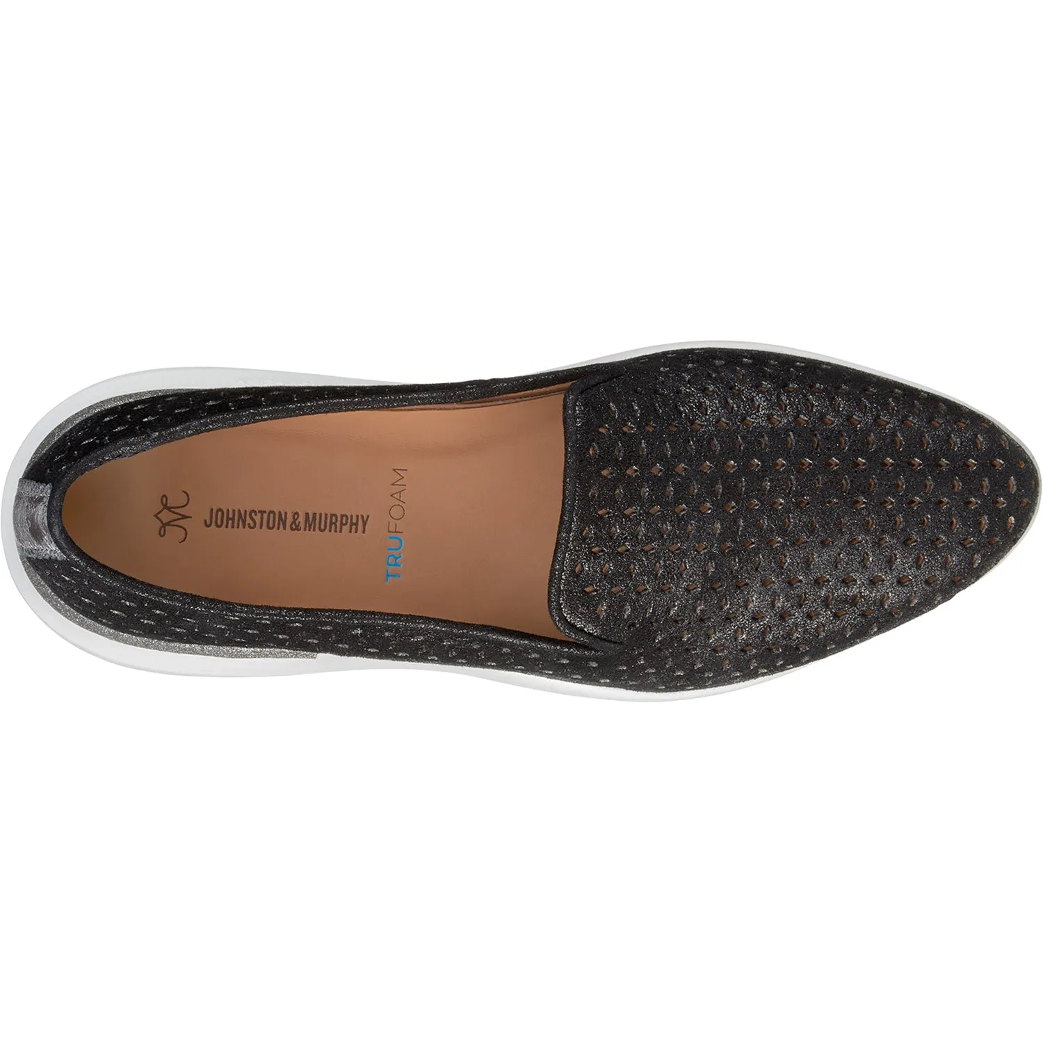 Women's Johnston & Murphy Dakota Perf Slip-On Black Metallic Kid Suede