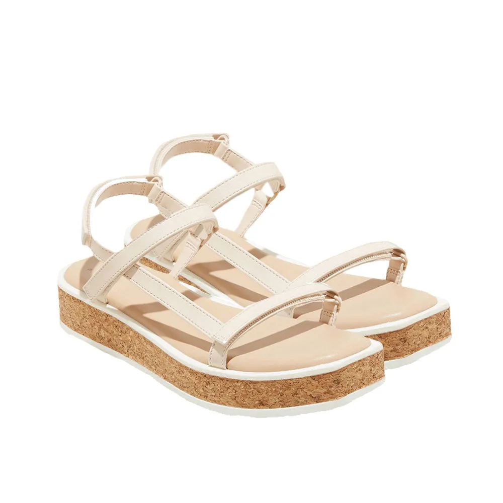 Women's Wide Fit Sporty Cork Platform Sandal,Beige