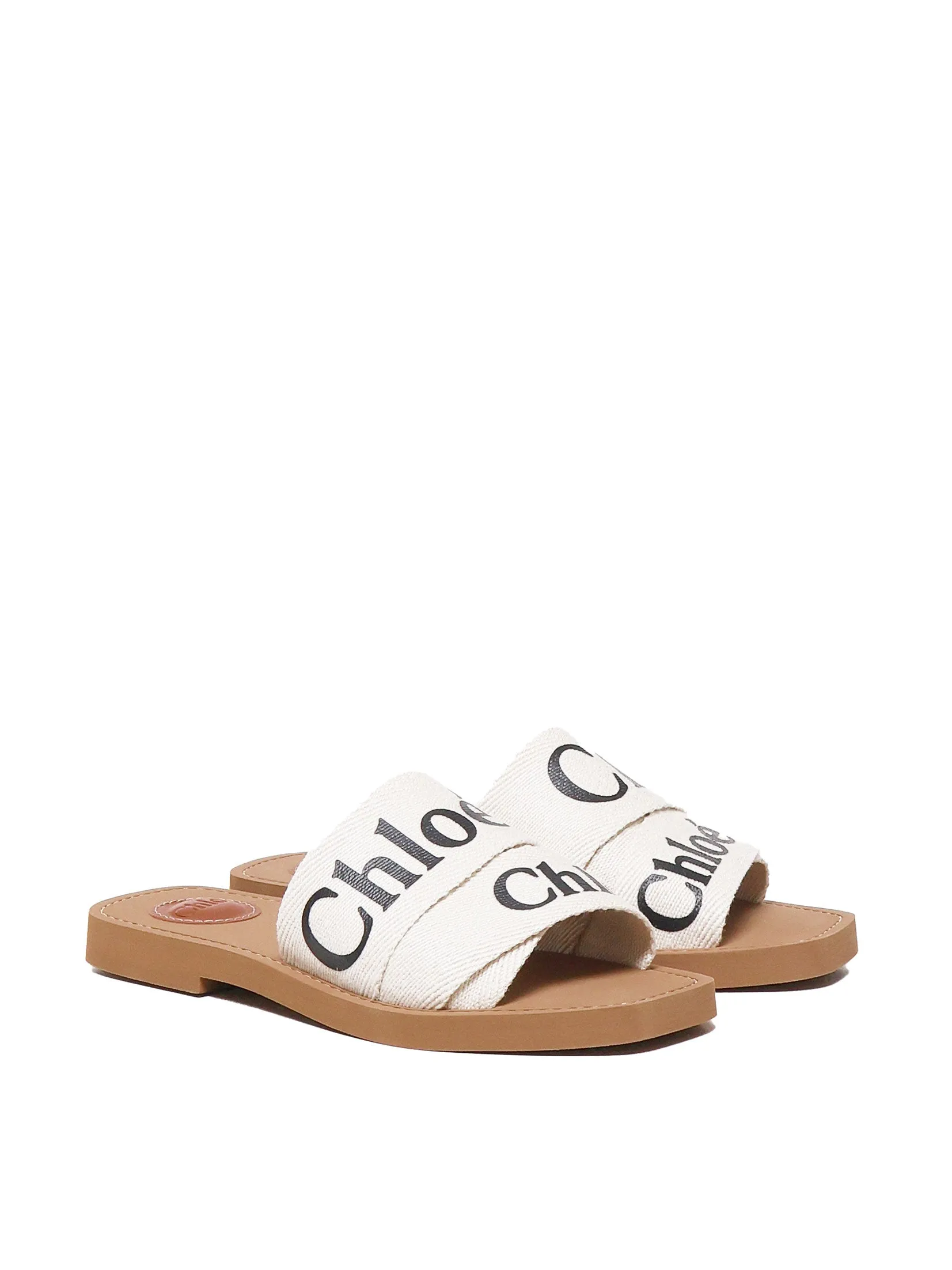 Woody Linen Overlapping White Sandals