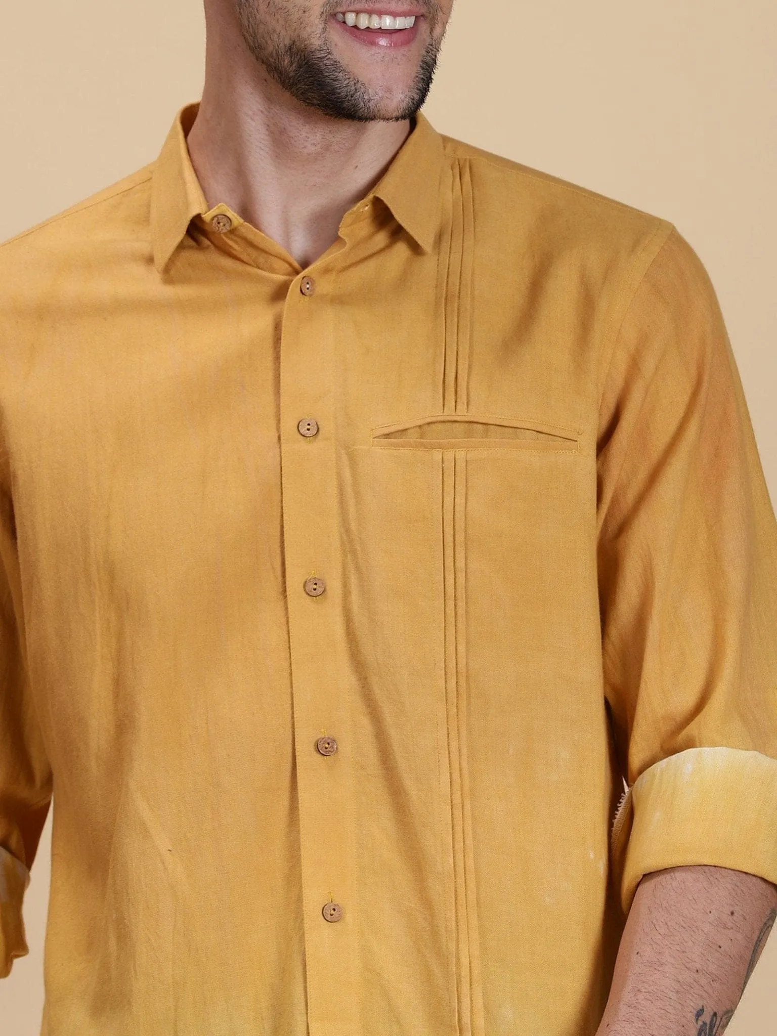 Yellow Ombre Dyed Casual Shirt