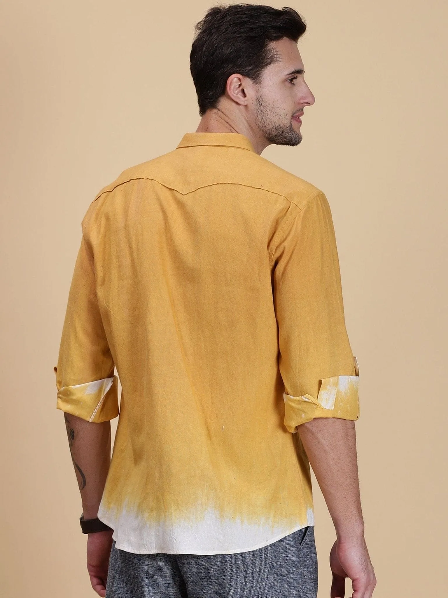 Yellow Ombre Dyed Casual Shirt