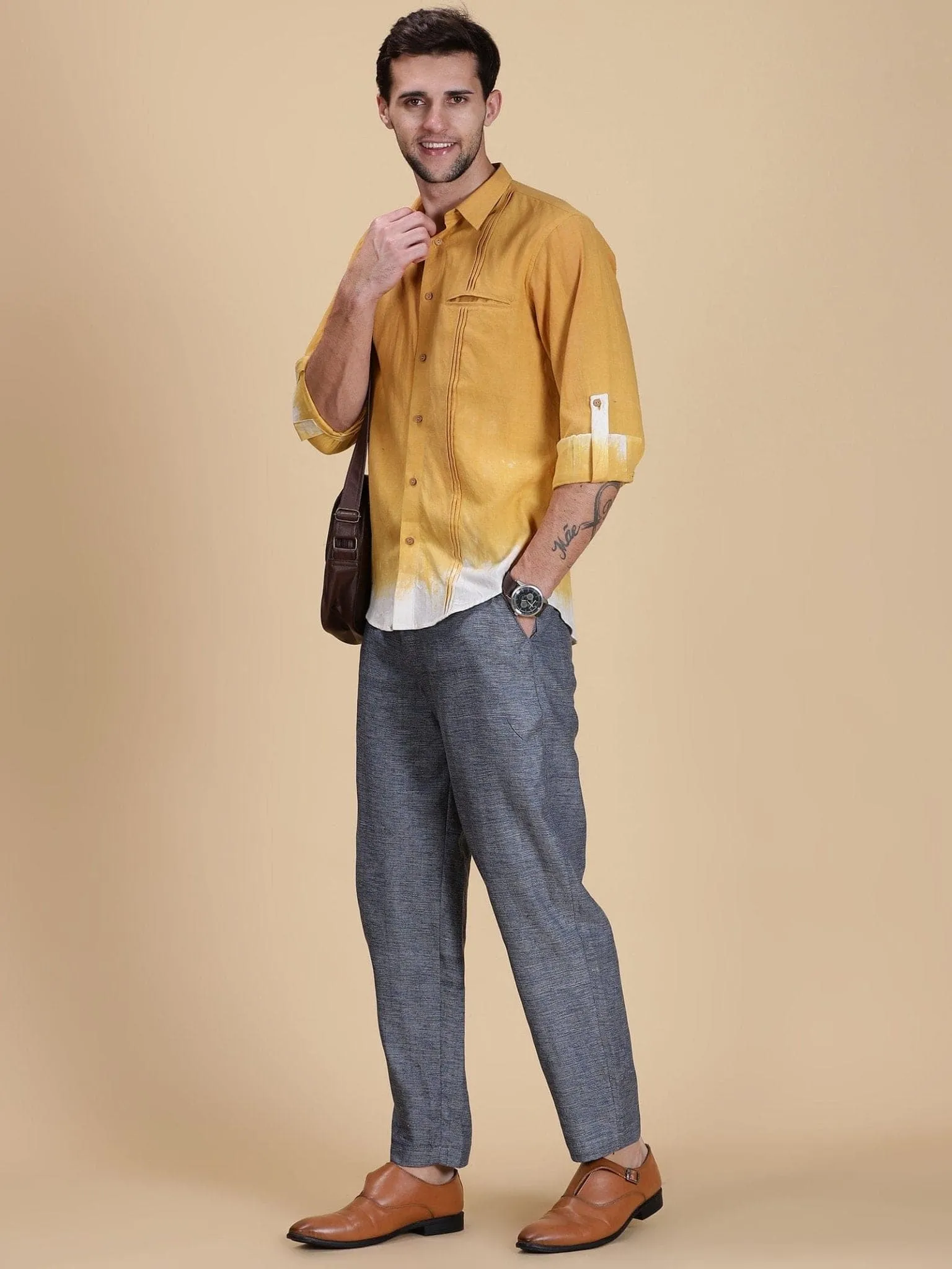 Yellow Ombre Dyed Casual Shirt