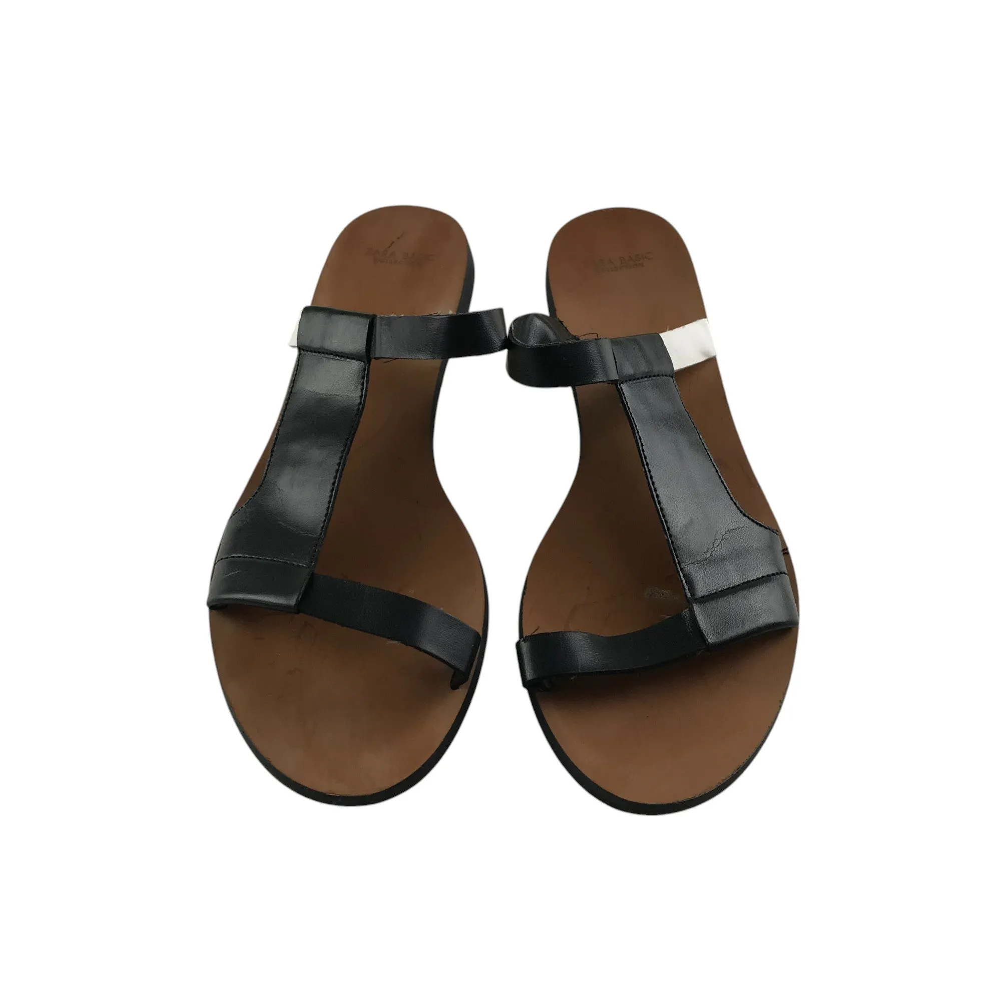 Zara Sandal shoe size 4 black straps and brown sole