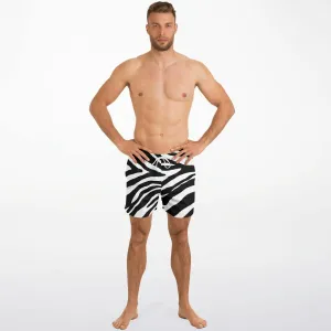 Zebra Men's Swim Trunks, Designer Zebra Stripes Animal Print Swim Trunks For Men (US Size: XS-3XL)